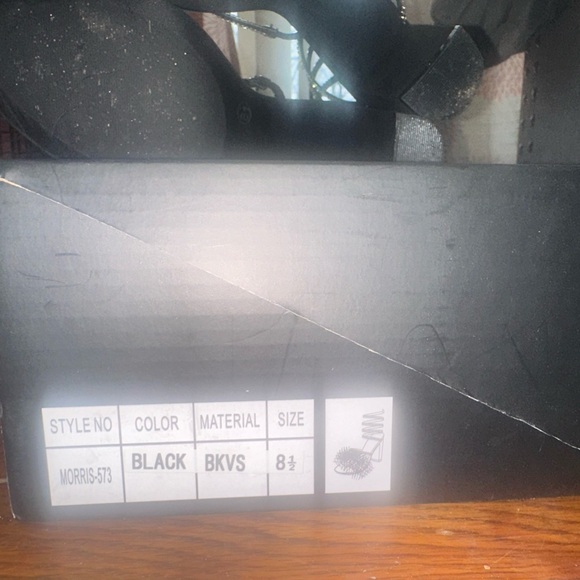 Black feather open toe shoes, Jewel Accented Strap - Picture 3 of 3